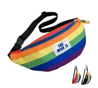 Rainbow Fanny Pack Pride Month Queer Party Parades Proud LGBTQI Backpack Y2K Kawaii Cute Small Cosmetic Bag Purse, red, Casual