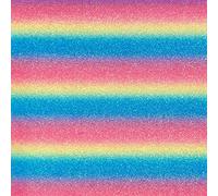 Rainbow Fantasy - 1 Fat Quarter (50cm x 69cm) -Rainbow Glitter Fabric with Woven PU Backing Multicoloured Candy Stripes Costumes, Bagmaking, Backdrop Arts Halloween