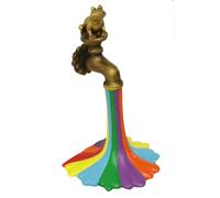 ＡＷＨＡＯ Rainbow Faucet Garden Statue,Resin Frog Figurine Water Tap Decorative Gift Home Animal Figure Sculpture for Lawn Courtyard
