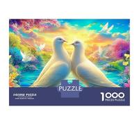 Rainbow Feather 1000 Pieces Dove Pair Cardboard Puzzle for Gift Recipients Home Leisure Educational Enlightenment 70x50cm/1000pcs