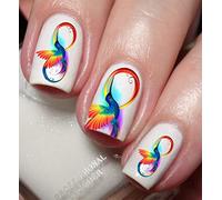 Rainbow Feather Bird Nail Art Decal Sticker