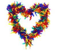 Rainbow Feather Boa - Pack of 1 - Multicoloured Feather Boa Necklace Technicoloured LGBTQ+ Pride March Boa - Gay Pride Fancy Dress Costume Accessory