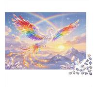 Rainbow Feather Phoenix 1000 Piece Jigsaw Puzzle Paper for Adults Fantasy Sky Mountain Scene Puzzle Game for Family Home Decor Gift 52x38cm/1000pcs