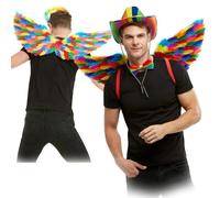 Rainbow Feather Wings Adults Pride Fancy Dress Accessory 80cm Wings New Parrot
