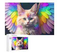 Rainbow Feathered Kitty Adult Puzzle, 1000 PCS, Relaxing Jigsaw Activity, A Satisfying Project for Experienced Puzzlers, for Puzzle Fans
