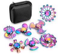 Rainbow Fidget Spinners Pack Stress Relief Toys for Kids Adults, Hand Spinner Metal Fidget Bulk Set Desk Toy for Focus, Small Gadget Novelty Party Favor - 7 PCS