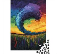 Rainbow Field Sunset 1000-Piece Puzzle for Adults, 52x38cm/1000pcs; White Cardboard for Simple Sorting; An Unhurried Indoor Weekend Activity