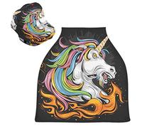 Rainbow Fire Unicorn Horse Baby Car Seat Cover Canopy Stretchy Nursing Covers Breathable Windproof Winter Scarf for Infant Breastfeeding Boys Girls