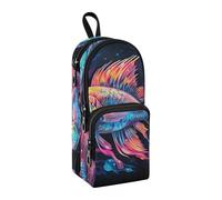 Rainbow Fish Pencil Case, Big Capacity Pen Bag with Compartment Students Schoolbag Shape Stationery Organizer Pencil Pouch Marker Case for School Office Work