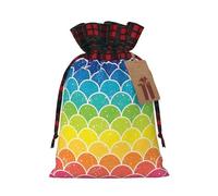 Rainbow Fish Print Christmas Drawstring Gift Bags Large Xmas Present Storage Bag