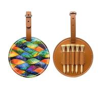 Rainbow Fish Scale Brown Printed golf tee storage bag - portable design, easy to organize tee