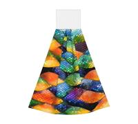 Rainbow Fish Scale Coral fleece hand towel, super absorbent hanging kitchen towel, children's adult bathroom kitchen hanging hand towel