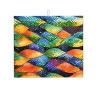 Rainbow Fish Scale Drying Mat for Kitchen.Made of 100% Polyester,Highly Absorbent, Non-Slip, Printed,Easy to fold and Store.