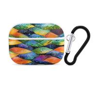 Rainbow Fish Scale Earbuds Organizer Shockproof Protective Airpods Pro Cover with Carabiner Clip Anti Fall Carrying Earphone Case Cover for Airpods Pro 2nd Generation White
