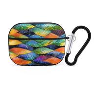 Rainbow Fish Scale Earbuds Organizer Shockproof Protective Airpods Pro Cover with Carabiner Clip Anti Fall Carrying Earphone Case Cover for Airpods Pro 2nd Generation Black