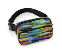 Rainbow Fish Scale Fanny Pack Belt Bag with Adjustable Strap Fashion Waist Bag for Outdoor Sports Hiking, white, 20x13cm, Full Printed Waist Bag