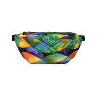Rainbow Fish Scale Large Crossbody Fanny Pack,Gifts For Enjoy Sports Festival Workout Traveling Running Casual, Black, One Size