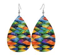 Rainbow Fish Scale Leather earrings, European and American style earrings for young women, birthday gifts/Valentine's Day gifts
