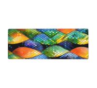 Rainbow Fish Scale Mouse Pad 11.8x31.5 Inches, Non-Slip, Large Size Mouse Pad for Gamers and Office Use.
