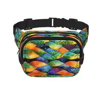Rainbow Fish Scale Pattern trendy fashionable waist bag, unisex travel sports messenger bag