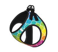 Rainbow Fish Scale Print Adjustable Harness Leash Set For Cats And Dogs, Soft Breathable Kitten Puppy Mesh Vest With Reflective Design, Escape-Proof Lead For Small Pets Walking Training