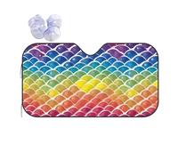 Rainbow Fish Scale Print Car Sunshade For Windshield, Car Sunshade For Most Cars With Suction Cups