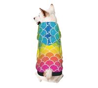 Rainbow Fish Scale Print Dog Hoodie Sweatshirt For Small Dogs, Warm, Soft And Breathable Pet Clothes, Easy To Wear Jumper For Winter And Fall Warm