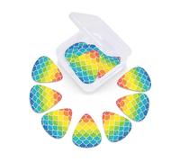 Rainbow Fish Scale print Guitar Picks 12 Pack, Mixed (0.46-0.96mm) with Storage Case for Guitar,ukulele