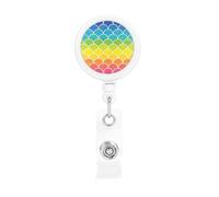 Rainbow Fish Scale Print Retractable Badge Holder with Clip Name Card Holders for Office Worker Doctor Nurse