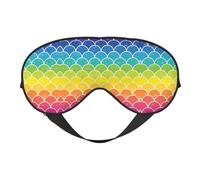 Rainbow Fish Scale Print Soft Eye Mask, Adjustable Strap Soft Eye Cover Blindfold for Travel Yoga Nap Shift Work