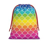 Rainbow Fish Scale print Super soft velvet drawstring storage bag, fit for Halloween promotion multifunctional bag