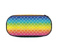 Rainbow Fish Scale Print Unisex Pencil Case Pouch - Compact Design for Pencils, Small Items - Double-Headed Zipper