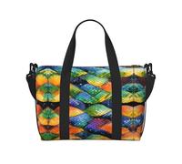 Rainbow Fish Scale Printed Tote Gym Bag Crossbody Weekend Travel Bag Suitable For Business Trips