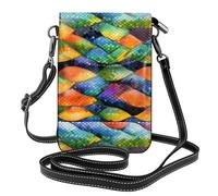 Rainbow Fish Scale Small Cell Phone Purse, Floral Print Crossbody Bag, Pu Leather Mini Wallet With Shoulder Strap, Secure Magnetic Closure.
