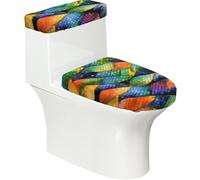 Rainbow Fish Scale Toilet Lid Cover Set - Elastic Smooth Fabric Dustproof Fashion Decorate Durable Easy to Clean