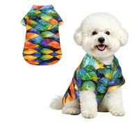 Rainbow Fish Scale XL Pet Hawaiian Shirt for Small Dogs-Cute Summer Beach Outfit for Puppy, Soft Breathable Cat Clothes with Buttons