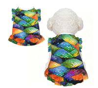 Rainbow Fish Scale XS Pet Apparel for Small Dogs-Cute Summer Outfit for Puppy, Soft Breathable Pet Clothes for Cat