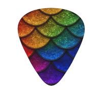 Rainbow Fish Scales 12 Pack Guitar Picks With 3 Thicknesses And Storage Box, Abs Plectrums For Electric Bass Guitar Players