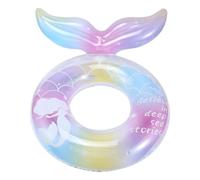 Rainbow Fishtail Inflatable Swimming Ring - Iridescent Transparent Pool Float With 3D Mermaid Tail, Durable Eco-Friendly Water Toy For Kids & Adults | Summer Pool Party Photo Prop, Beach & Lake Float