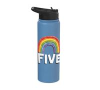 Rainbow Five Birthday Celebration Stainless Steel Insulated Water Bottle