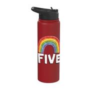 Rainbow Five Birthday Celebration Stainless Steel Insulated Water Bottle