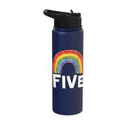 Rainbow Five Birthday Celebration Stainless Steel Insulated Water Bottle