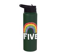 Rainbow Five Birthday Celebration Stainless Steel Insulated Water Bottle