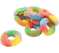 Rainbow Fizzy Jelly Ring Sweets Fruity Chewy Hallal Treats Sugar Coated Colourful Gummy Loops Pack of 500g 1kg 2kg (3 Kg, Rainbow Rings Jelly gummy)