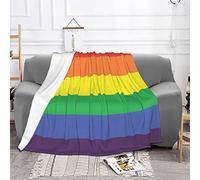 Rainbow Flag Blanket LGBT Gays and Lesbians Pride Flag Stripes Throw Blankets,Ultra Soft Cozy Flannel Fleece Plush Warm Fuzzy Blankets for Sofa Couch Bed Living Room Bedroom 60"x50"