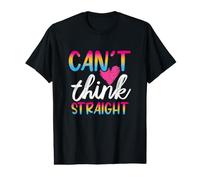 Rainbow Flag Can’t Think Straight Pink Heart LGBTQ Value Graphic T-Shirt