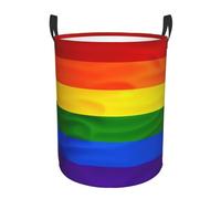 Rainbow Flag Circular Laundry Hamper Foldable With Handle - Durable And Waterproof Oxford Cloth Laundry Basket, Compact And Fashionable For Kitchen, Living Room, Bathroom, Etc.