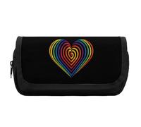 Rainbow Flag Color Heart Pencil Case Large Pencil Pouch Organizer Double Zip Pen Bag Pencil Bag for Office Supplies