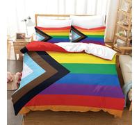 Rainbow Flag Design-LGBTQ+ Pride Symbol Style Duvet Cover 3 PCS Hotel Quality Quilt Cover Bedding Sets Bed Covers with Pillowcases with Zipper Closure Ultra Soft Hypoallergenic Microfiber Super King（2
