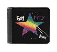 Rainbow Flag Gay Star Men's Leather Wallet Bifold Purse Card Holder Slim Money Clip Single-Sided Print